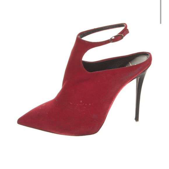 Giuseppe Zanotti Red Suede Leather High Heel Shoes Ankle Booties EU 38.5 - Picture 1 of 5